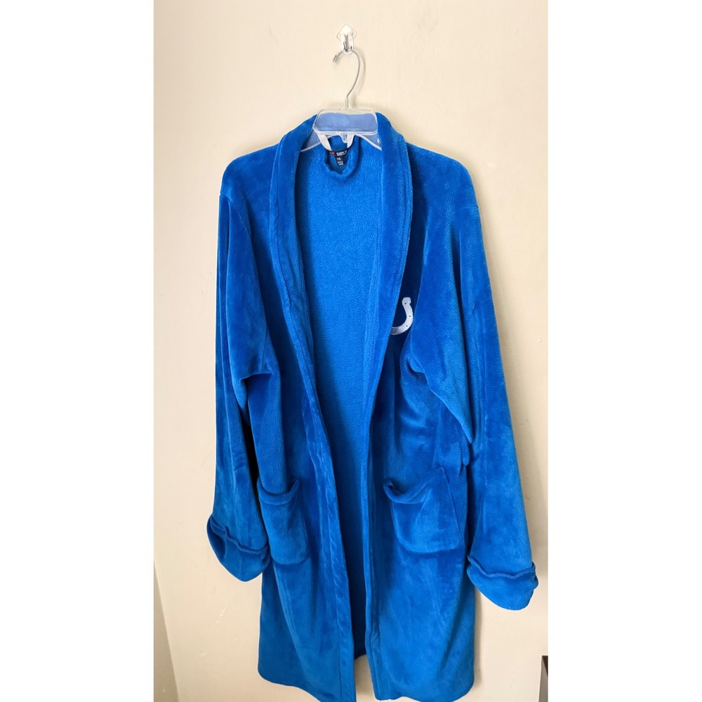 Indianapolis Colts Bath Robe L/XL Blue Plush Lounger NFL Football Fan Gift